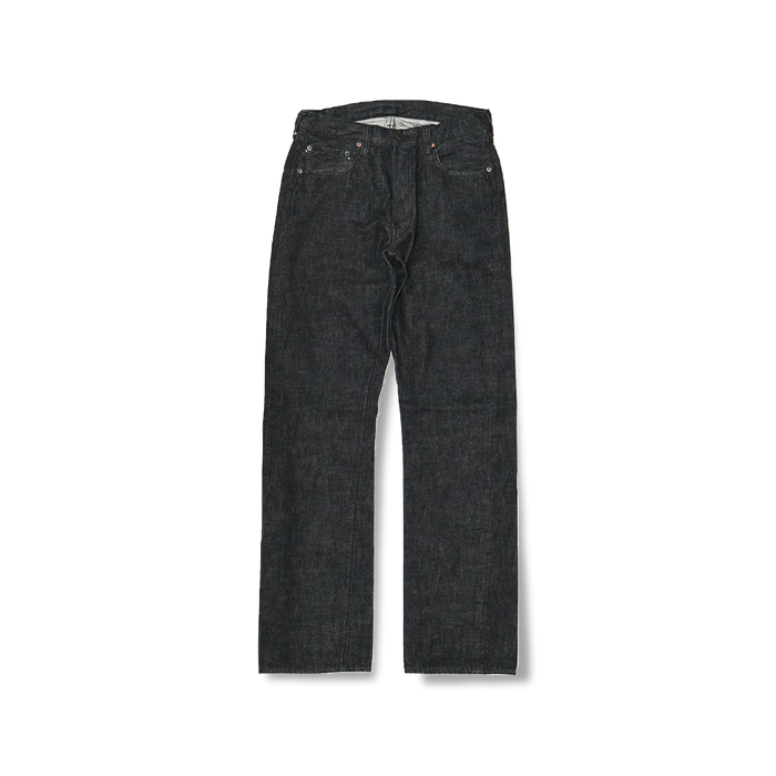 1101BK Srtaight Black Selvedge Denim - Black