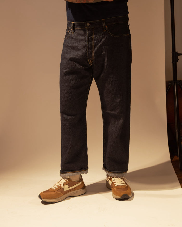 1170-1-ID SASHIKO PANTS LOOSE FIT - INDIGO X INDIGO