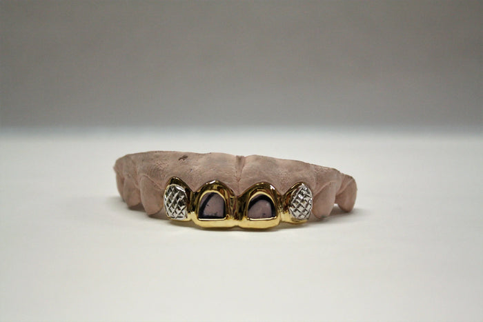10k Gold 2 Sunshine Cuts with White Gold and 2 Open Face image 1