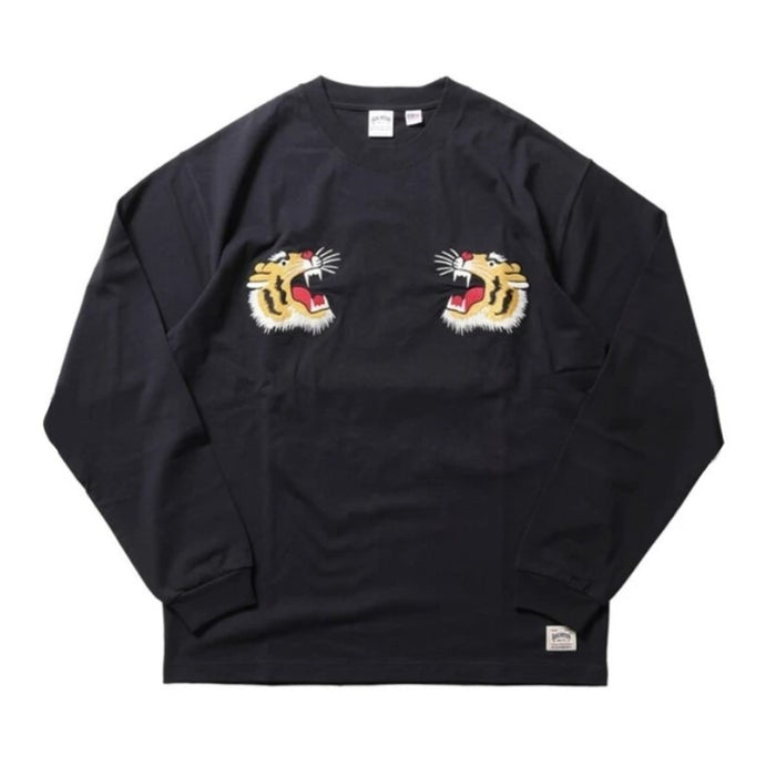 22276 US COTTON EMB L/S TEE (TIGER) - BLACK