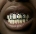 4 Silver Teeth: Open Face With Diamond Cutz On Trim image 0
