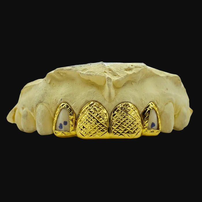 4 Teeth 2 Open Face 2 Solid With Diamond Cutz