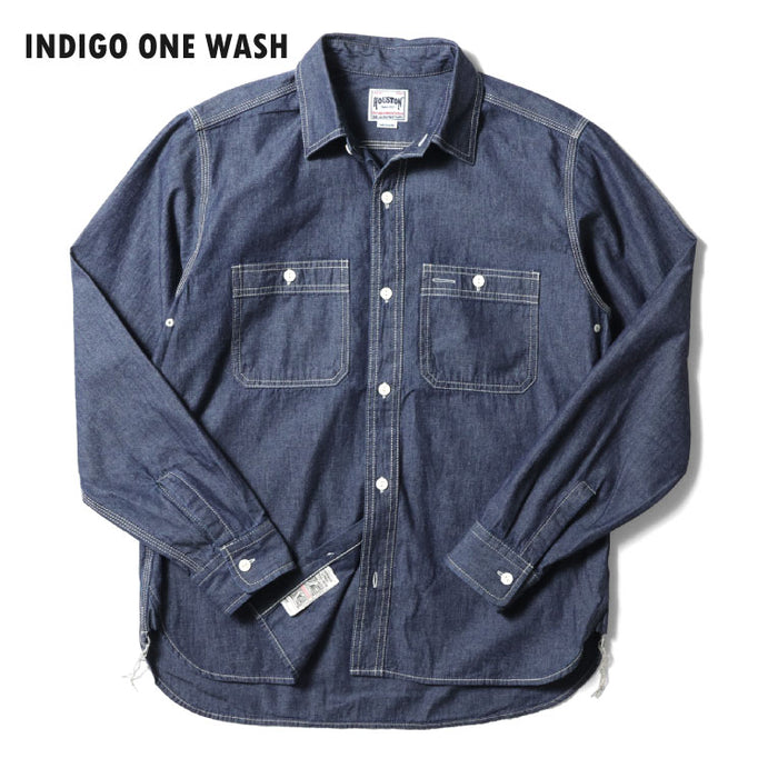 40697 USA COTTON CHAMBRAY WORK SHIRT - INDIGO ONE WASH