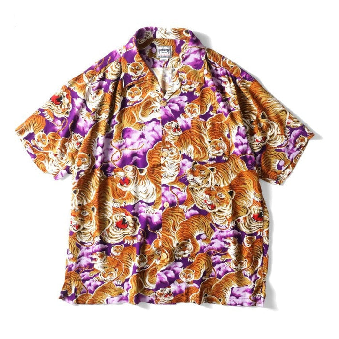 41022 ALOHA SHIRT 100 TIGER - PURPLE