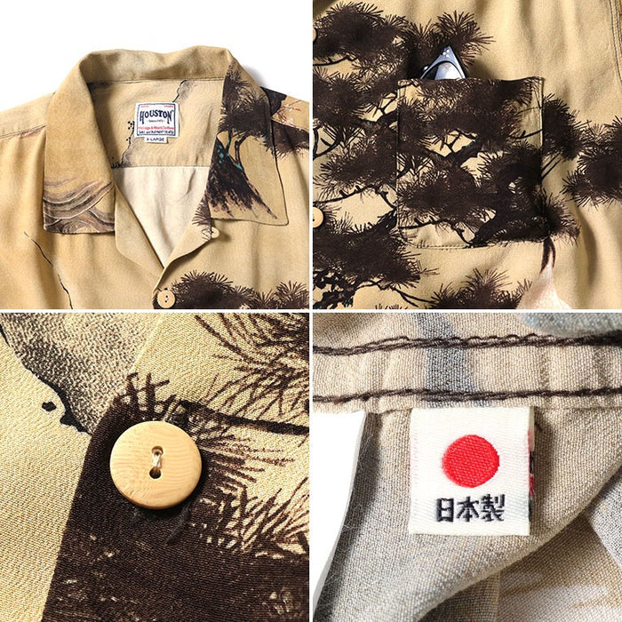 41185 x Ito Jakuchu ALOHA SHIRT (White Crane) - BEIGE