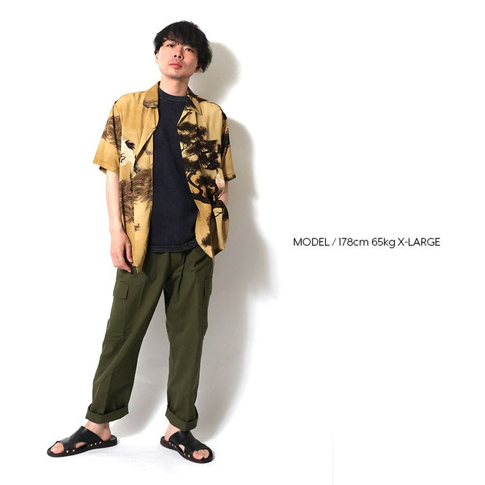 41185 x Ito Jakuchu ALOHA SHIRT (White Crane) - BEIGE