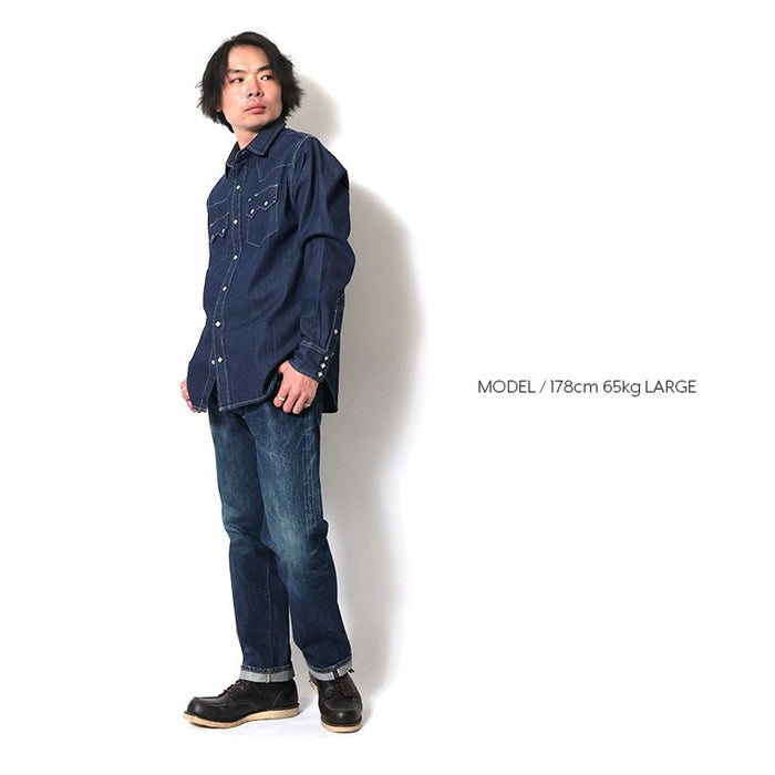 41186 DENIM WESTERN SHIRT - INDIGO ONE WASH