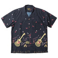 41237 POLYESTER ALOHA SHIRT (GUITER) - BLACK