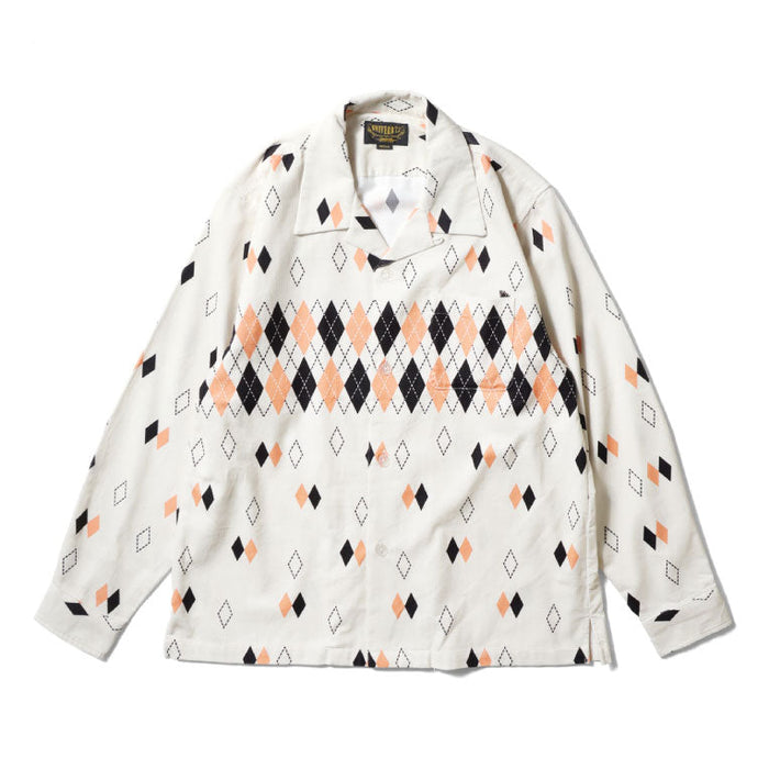 41261 PRINT CORDUROY SHIRT (ARGYLE) - WHITE