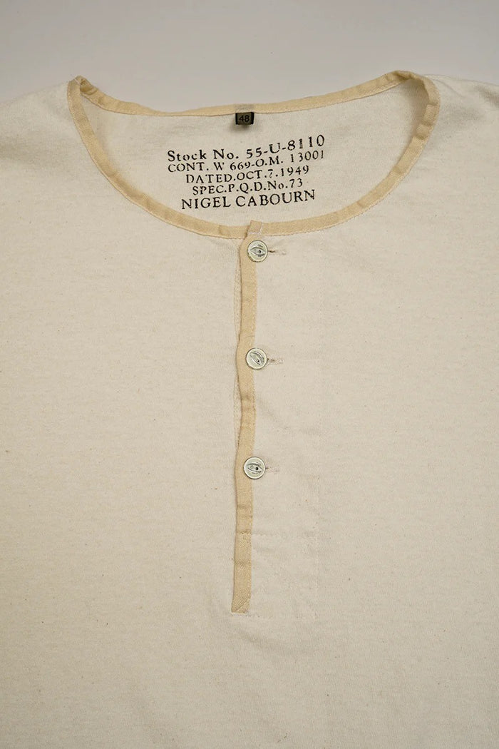 50s HENLEY NECK SHIRT - IVORY