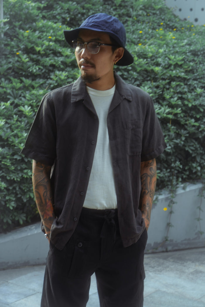 5211 HEMP CAMP COLLAR SHIRT - BLACK