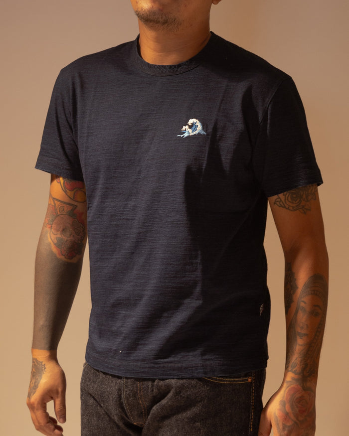 5406-4 SUMMER EMBROIDERED INDIGO TEE S/S  - WAVE
