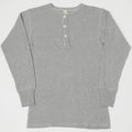 5904 4-needle Henley neck waffle long sleeve T - HEATHER GREY