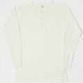 5904 4-needle Henley neck waffle long sleeve T - OFF WHITE