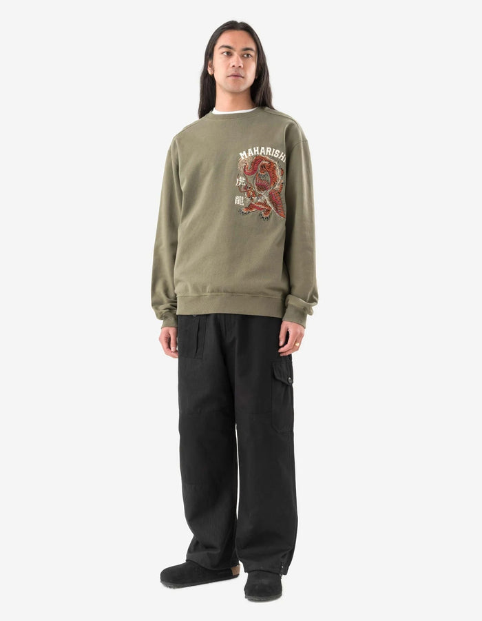6087 UPCYCLED LOOSE CARGO TRACK PANTS - BLACK
