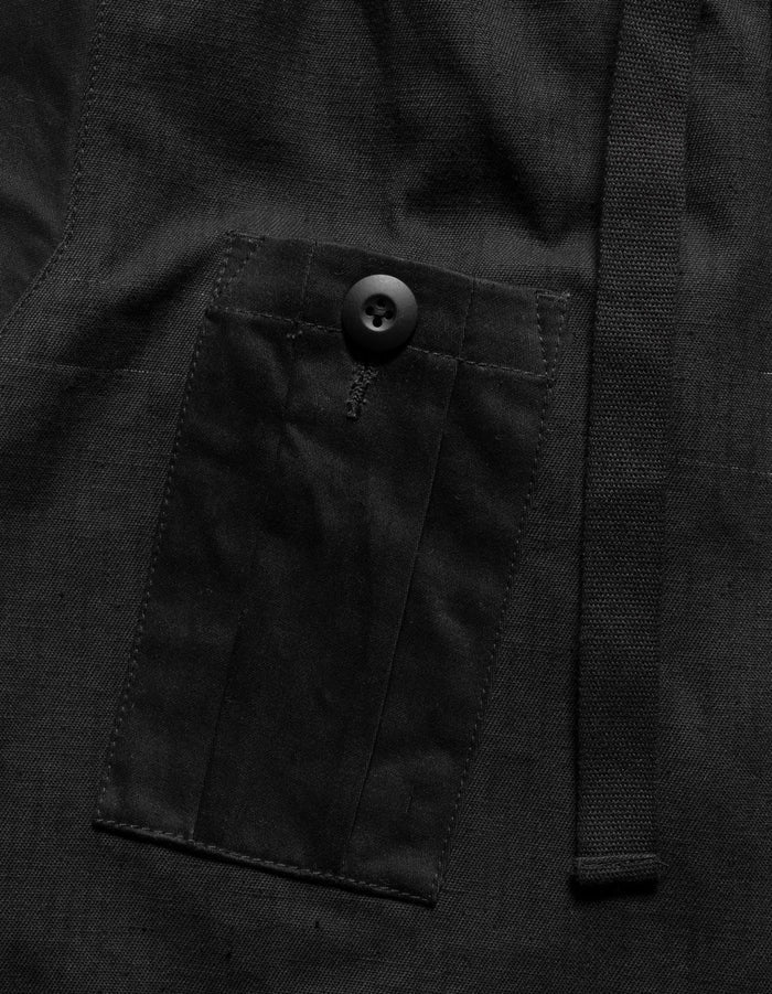 6087 UPCYCLED LOOSE CARGO TRACK PANTS - BLACK