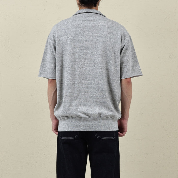 74004 CUT OFF SLEEVE SWEAT POLO SHIRT - HEATHER GREY