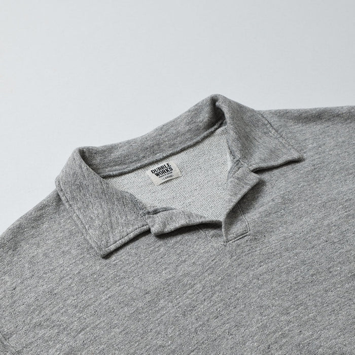 74004 CUT OFF SLEEVE SWEAT POLO SHIRT - HEATHER GREY