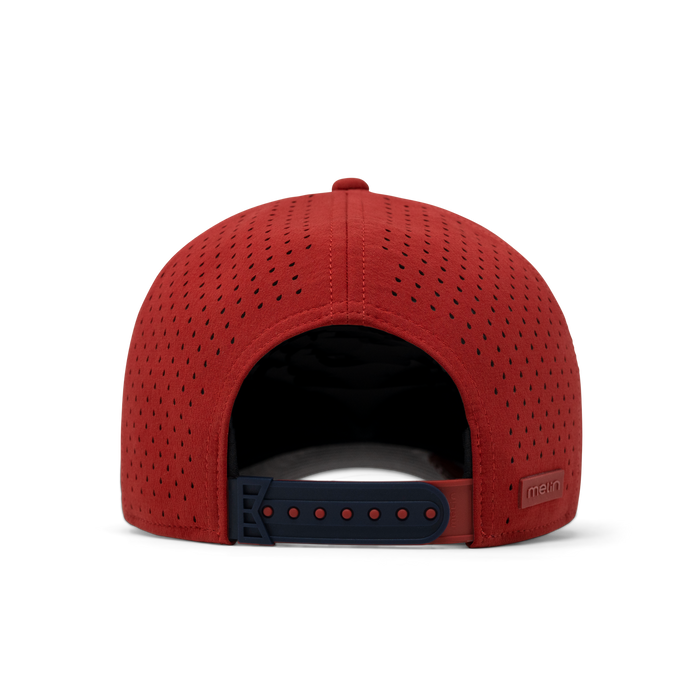 The back view of the melin A-Game Americana Hydro Vintage Fit in Red / Navy