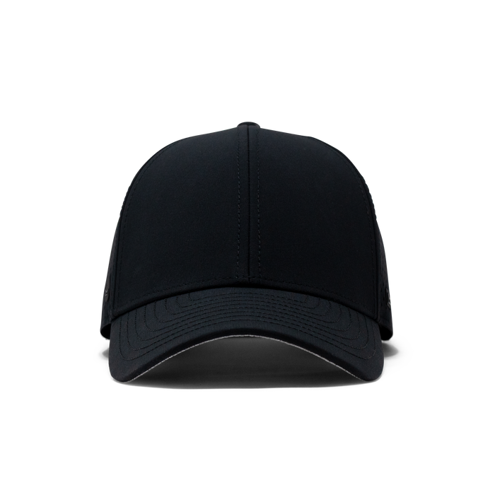 The frontal view of the Melin Vintage Fit A-Game Hydro hat in black
