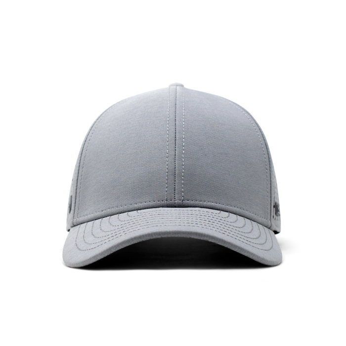 The frontal view of the Melin Vintage Fit A-Game Hydro hat in gray