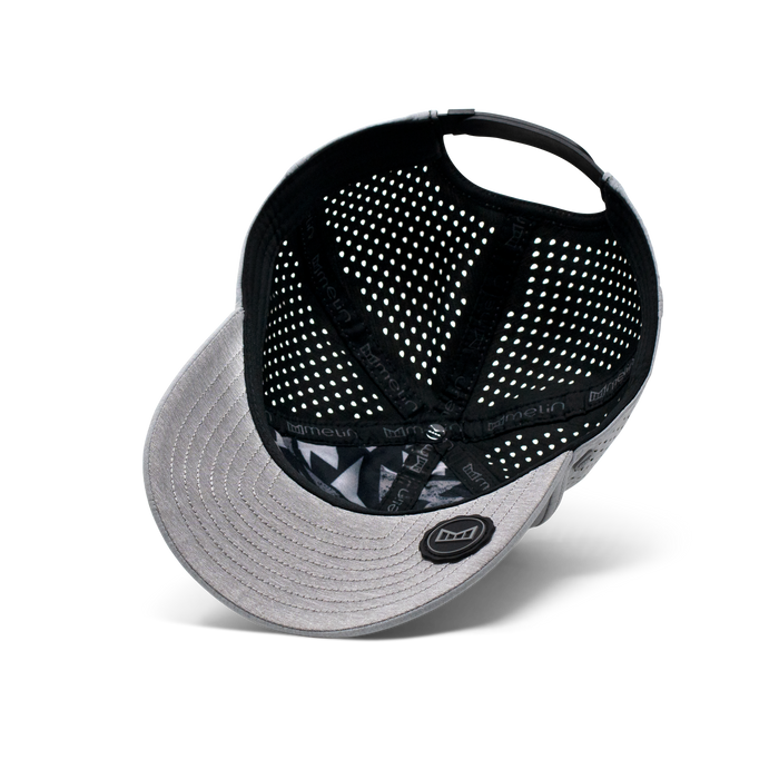 The inside view of the Melin Vintage Fit A-Game Hydro hat in gray