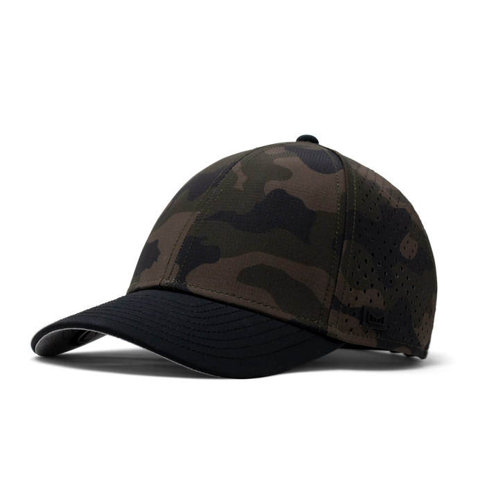 The angled view of the Melin Vintage Fit A-Game Hydro hat in camo