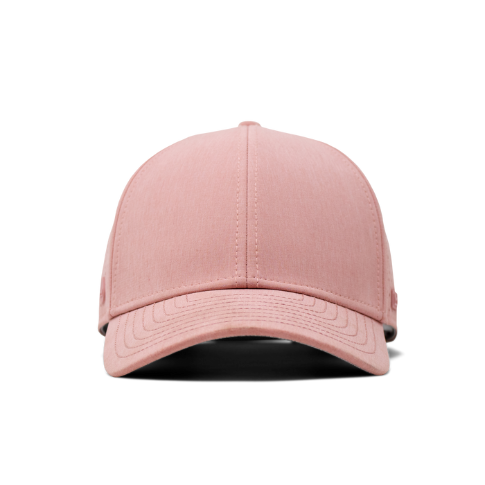 The frontal view of the Melin Vintage Fit A-Game Hydro hat in pink