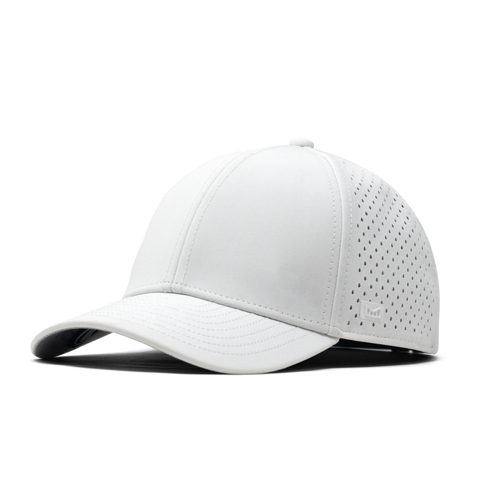 The front, angled view of the melin A-Game Hydro  Vintage Fit in  White
