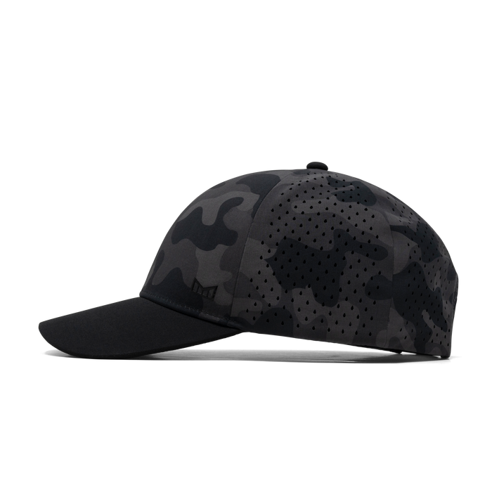 The side view of the melin A-Game Hydrolite  Vintage Fit in  Black Camo