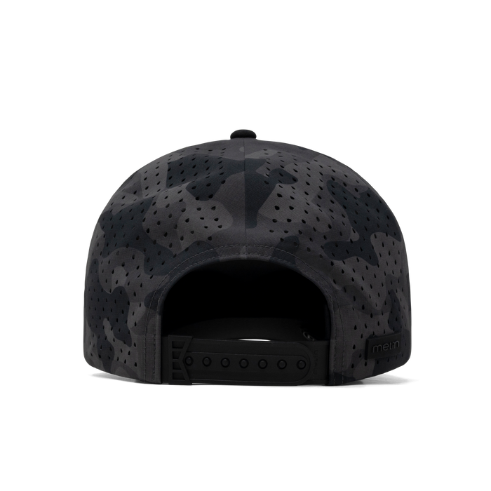 The back view of the melin A-Game Hydrolite  Vintage Fit in  Black Camo