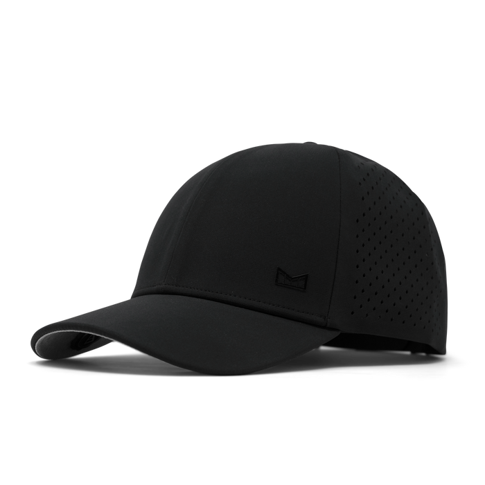 The front, angled view of melin's A-Game Hydrolite snapback hat in Black