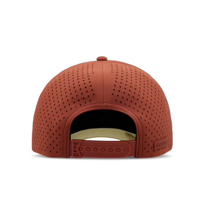 The back view of the melin Vintage Fit A-Game Hydrolite hat in burnt brick