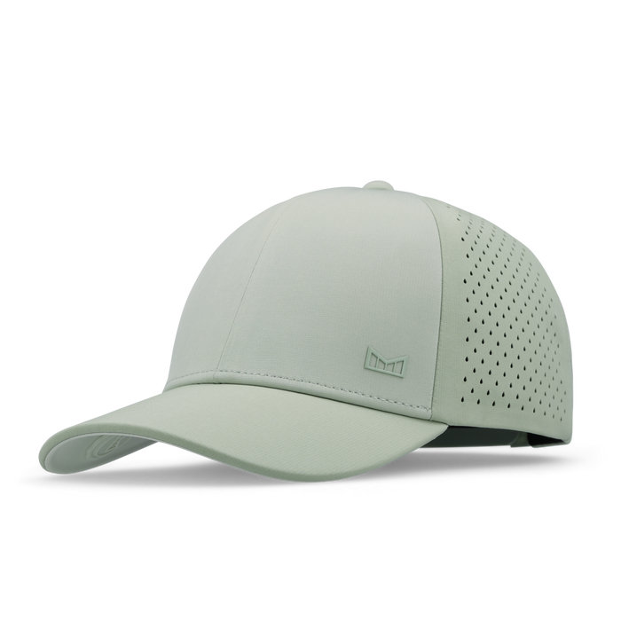 The angled view of the melin Vintage Fit A-Game Hydrolite hat in dusty mint