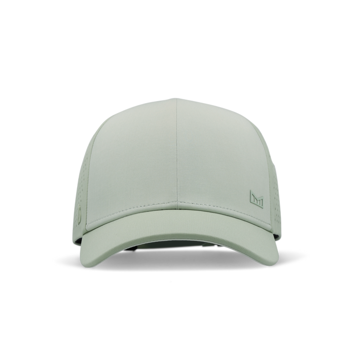 The frontal view of the melin Vintage Fit A-Game Hydrolite hat in dusty mint