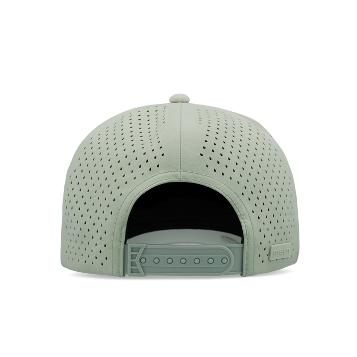 The back view of the melin Vintage Fit A-Game Hydrolite hat in dusty mint