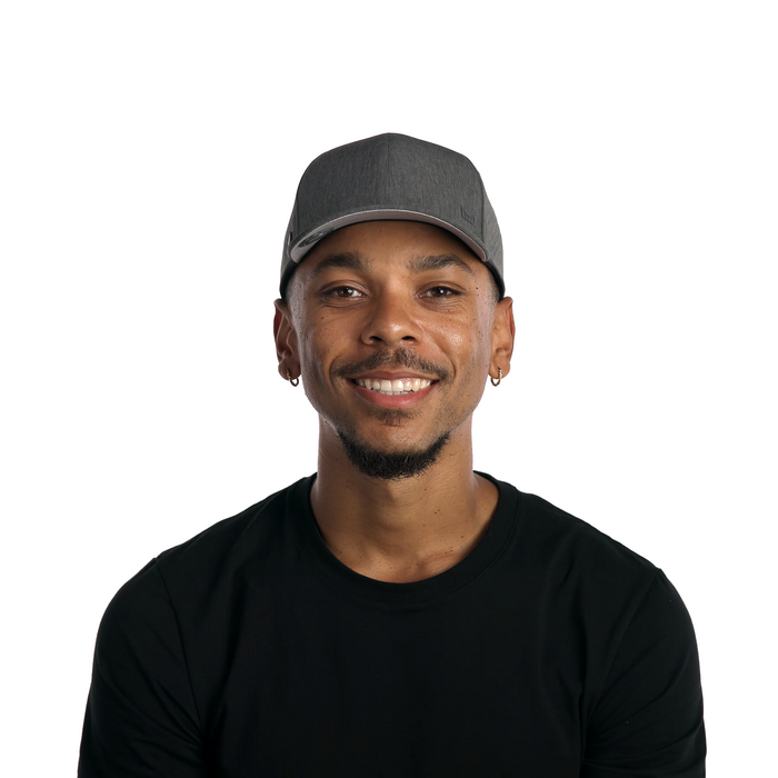 The model-image of melin's A-Game Hydrolite snapback hat in Heather Charcoal