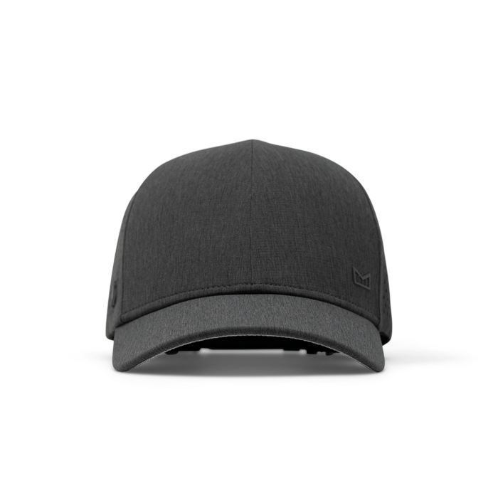 The front view of the melin A-Game Hydrolite  Vintage Fit in  Heather Charcoal