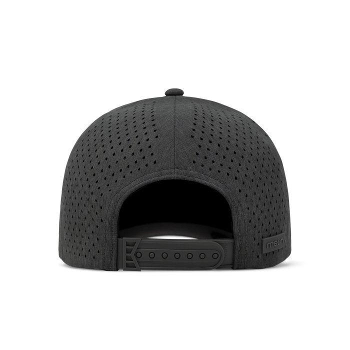 The back view of the melin A-Game Hydrolite  Vintage Fit in  Heather Charcoal