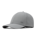 The front, angled view of the melin A-Game Hydrolite  Vintage Fit in  Heather Grey