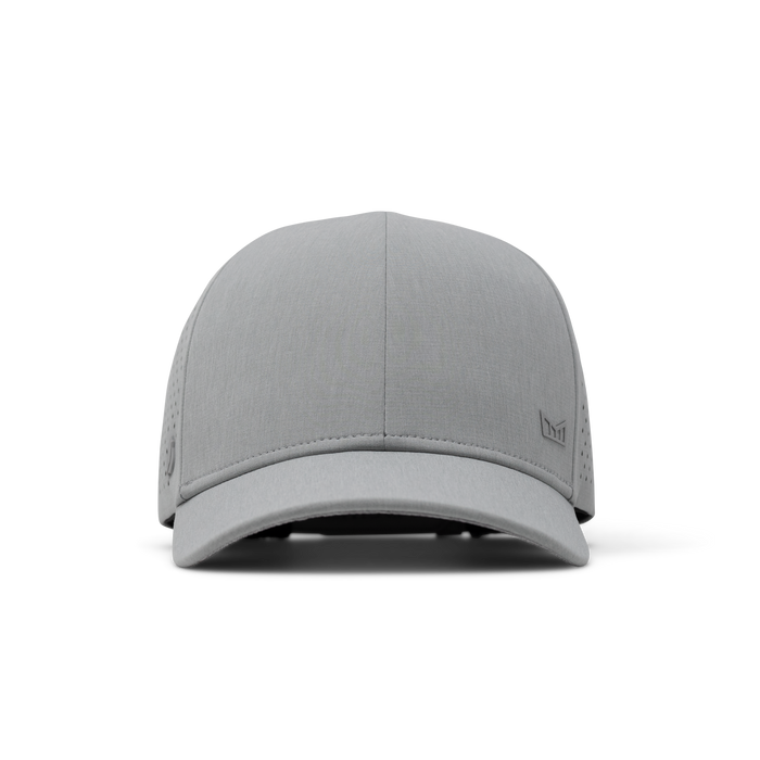 The front view of the melin A-Game Hydrolite  Vintage Fit in  Heather Grey