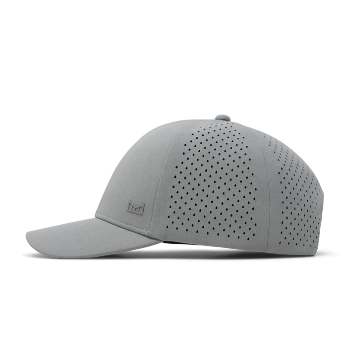 The side view of the melin A-Game Hydrolite  Vintage Fit in  Heather Grey