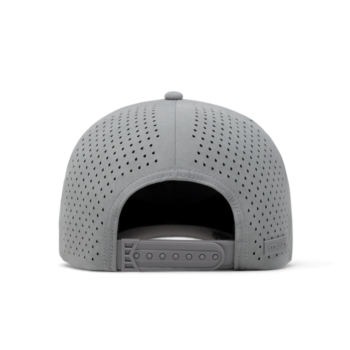 The back view of the melin A-Game Hydrolite  Vintage Fit in  Heather Grey
