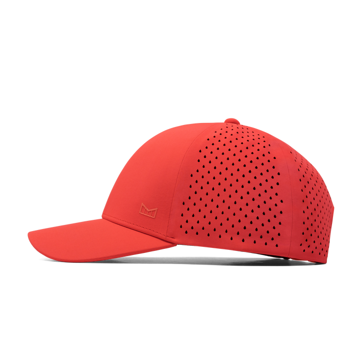 The side view of the melin A-Game Hydrolite  Vintage Fit in  Infrared
