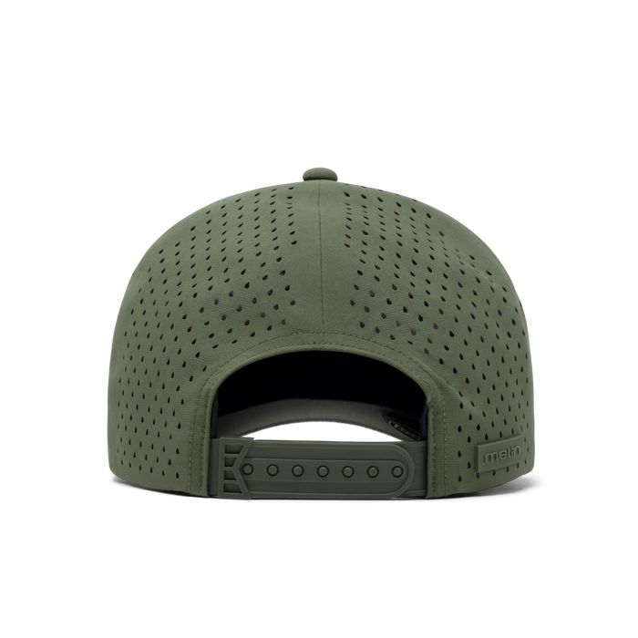 The back view of the melin A-Game Hydrolite  Vintage Fit in  Military