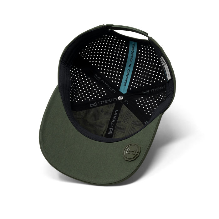 The inside view of the melin A-Game Hydrolite  Vintage Fit in  Military