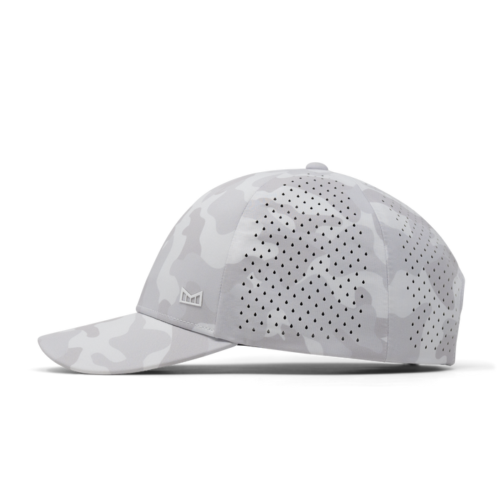 The side view of the melin A-Game Hydrolite  Vintage Fit in  Snow Camo