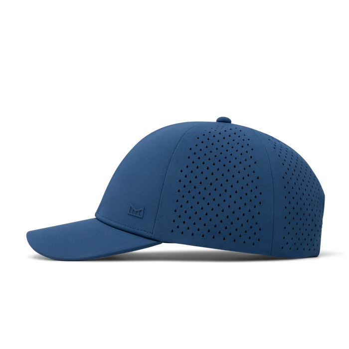 The side view of melin's A-Game Hydrolite snapback hat in Steel Blue
