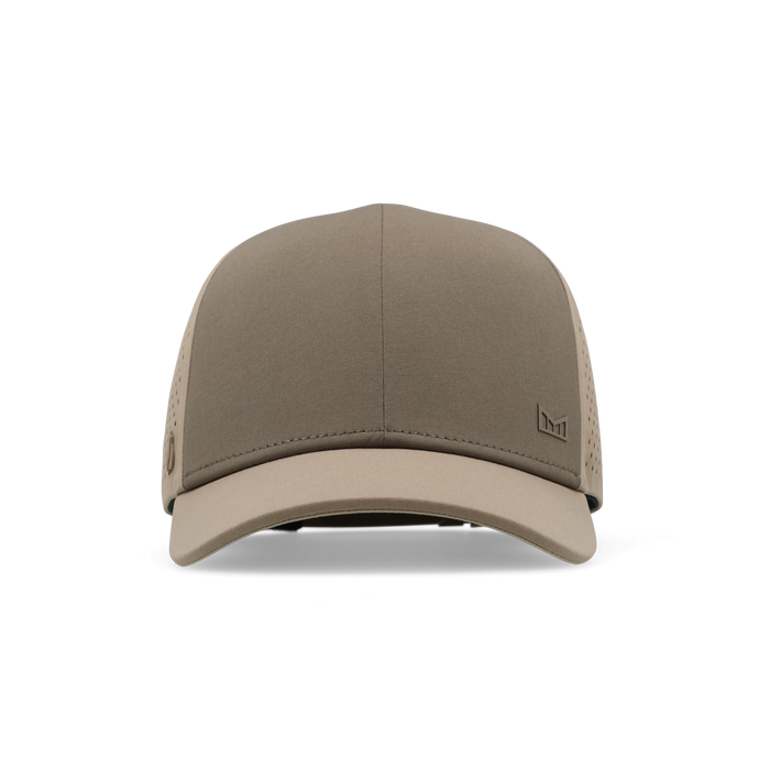 The frontal view of the melin Vintage Fit A-Game Hydrolite hat in teak
