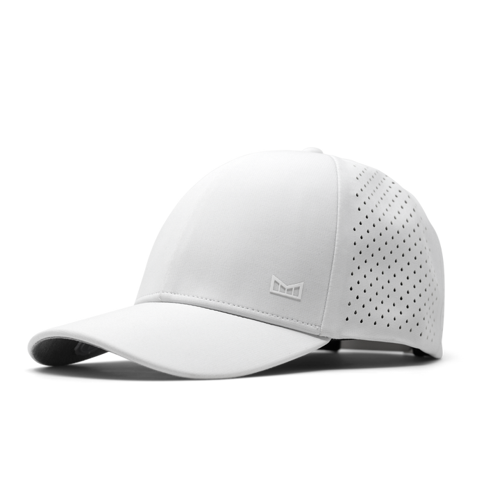 The front, angled view of melin's A-Game Hydrolite snapback hat in White